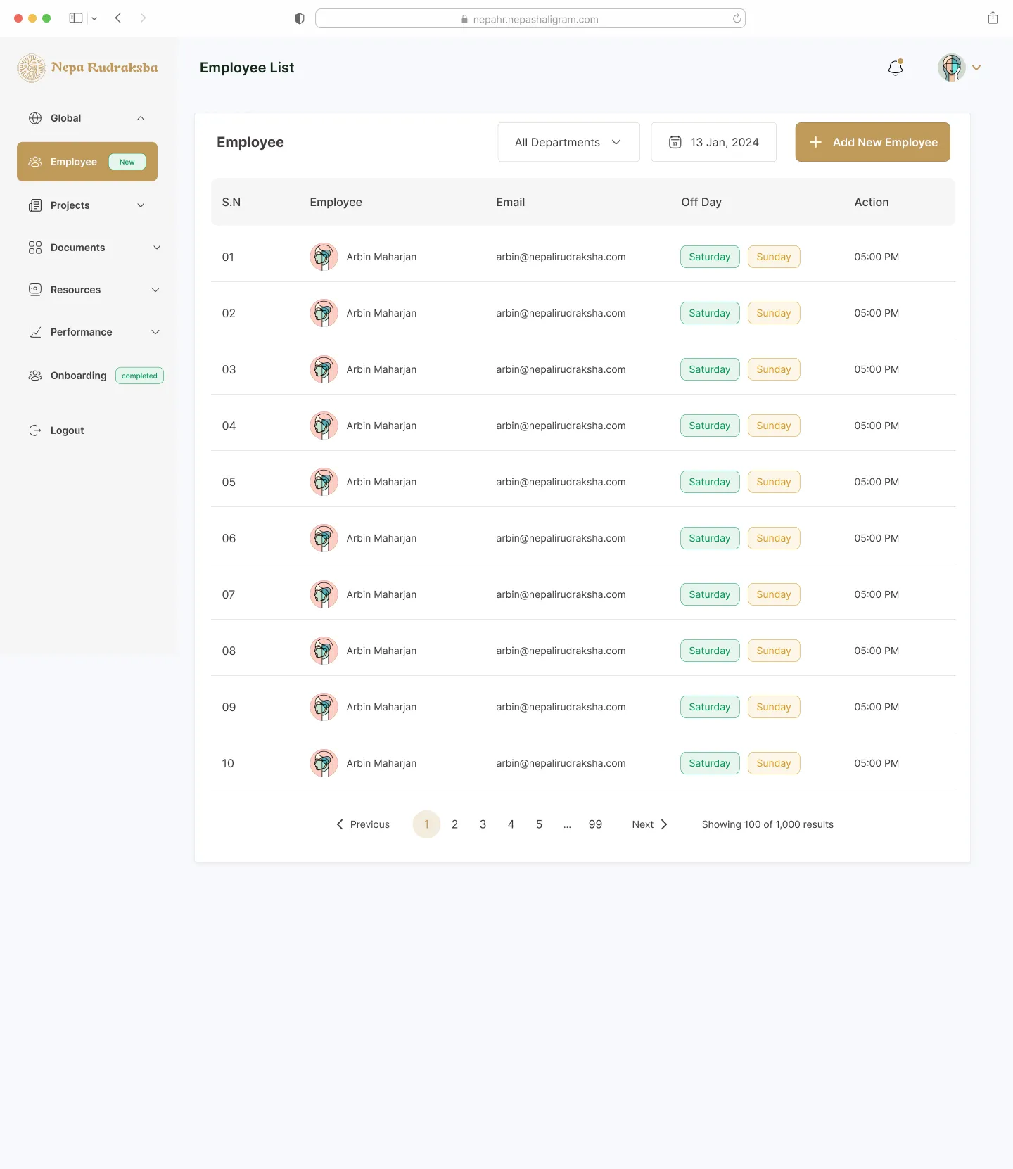 Admin Employee Management